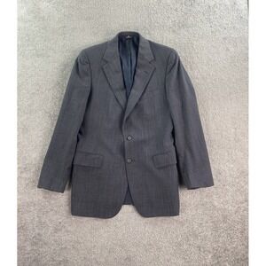 Polo University Club Suit Jacket 42 R Gray Wool Windowpane Ralph Lauren 90s USA